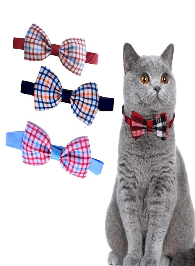 Sage Square Charming Cat Printed Bow Tie: Stylish, Comfortable, and Durable Accessory for Pet Owner & Cat Lovers - Perfect for Special Occasions, Photoshoots, Everyday Wear For Cat & Kitten(Pack Of 3) - Image 1